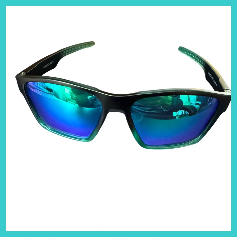 NWOT Sport Polarized Sunglasses Blue Mirror Teal Black Gradient Frame UV400 CE